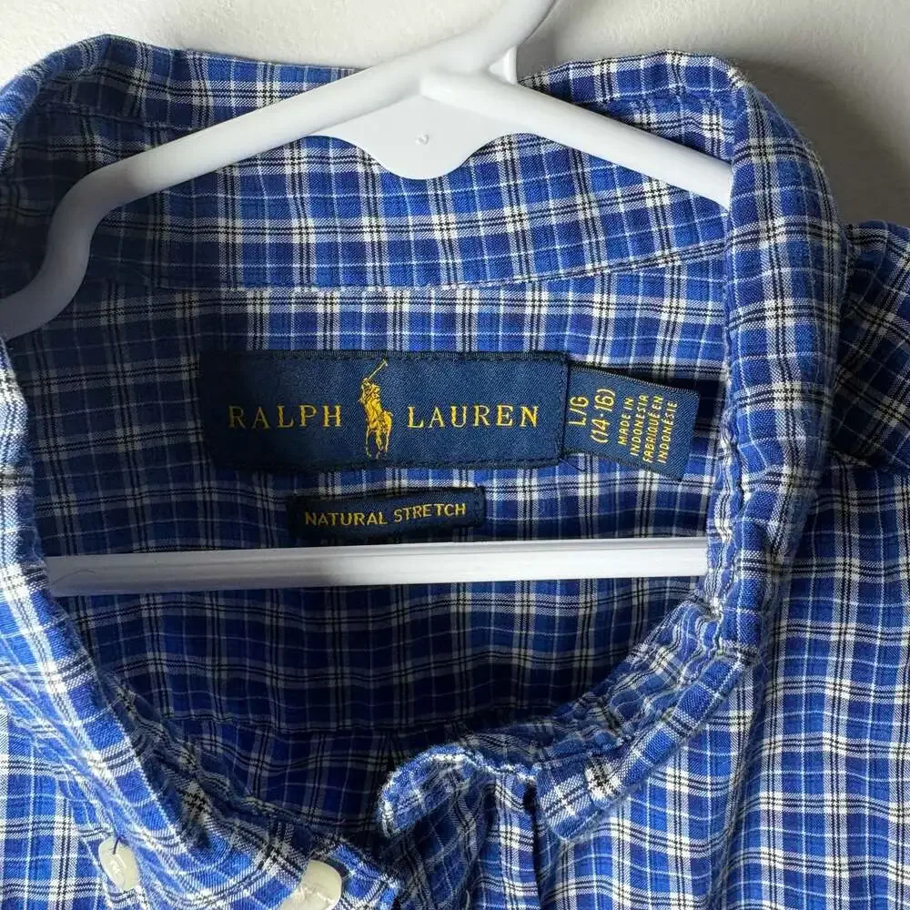 Polo Ralph Lauren  Plaid Long Sleeve Button-Front Shirt, Size L/14-16, Youth